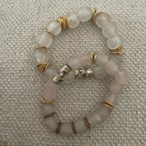 African Recycled Glass Beads/Gold Plated Accents